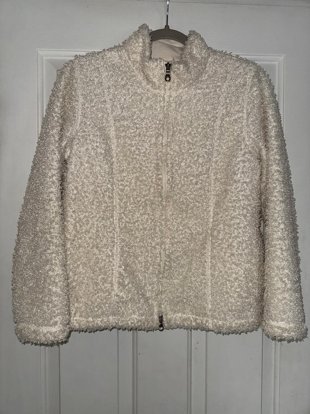 J. Jill Fuzzy Full-Zip with Pockets Cozy Teddy Bear jacket - sz PETITE small